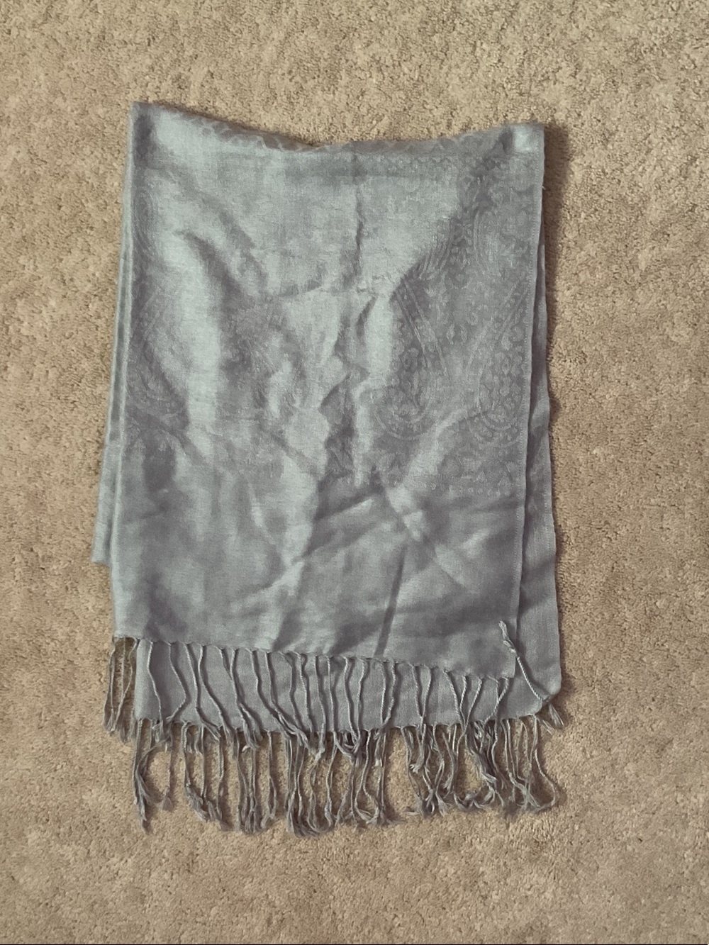 Light Gray Fringe Pashmina Scarf - Unbranded